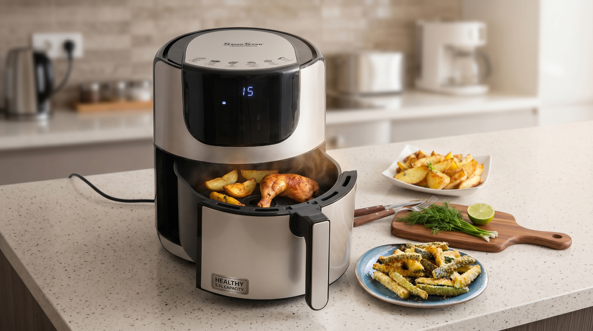 Pollo e patate croccanti cucinati con la friggitrice ad aria Airy