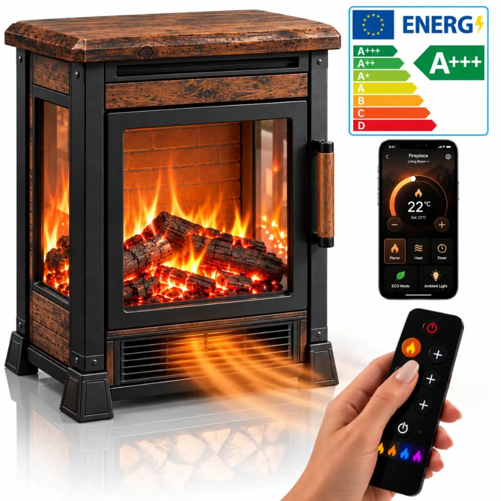Thermora™ — Elektrokamin mit IR-Fernbedienung, App WiFi und Klasse A+++